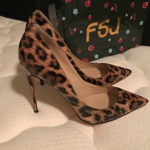 Leopard Print Heels Patent Leather